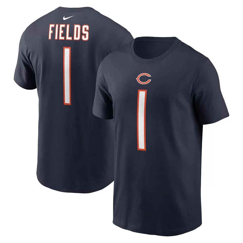 Men's Nike Justin Fields Navy Chicago Bears Player Name & Number T-Shirt, Size: Small, Blue Product Image
