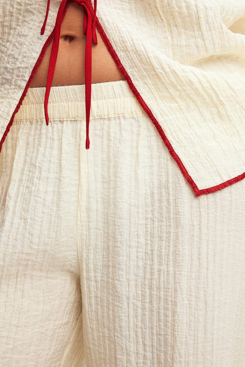 Crinkled Contrast Binding Pants Product Image