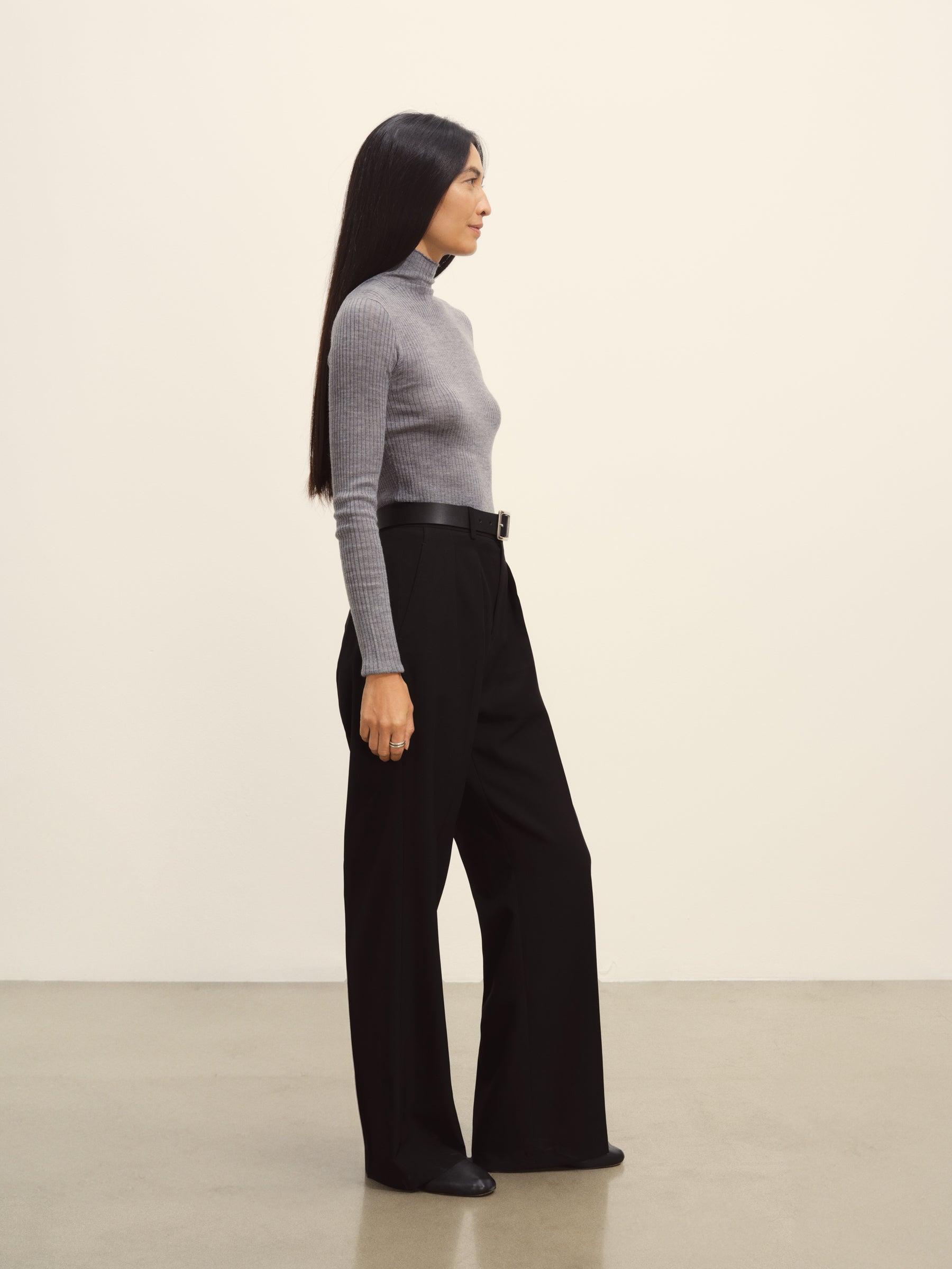 Heather Grey Featherweight Silk Cashmere Turtleneck Product Image