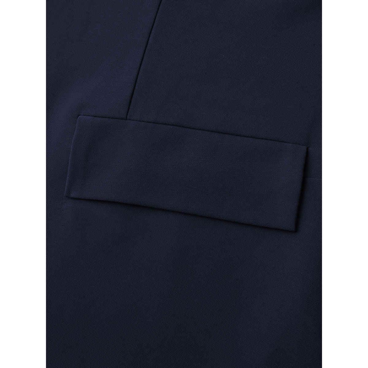 Plus Size Bowknot Back Split Hem Contrast Blazer DarkBlue Women Casual Tie knot Sleeve Extra Long Sleeve Suit Collar 26/4X Open pocket with flap Leisure Blazers BloomChic Product Image