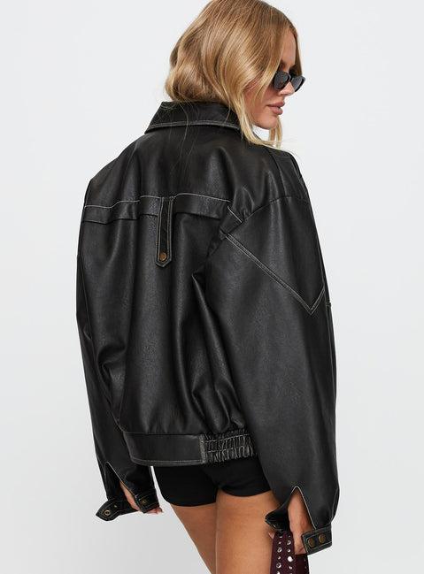 Jaxton Faux Leather Jacket Black Product Image
