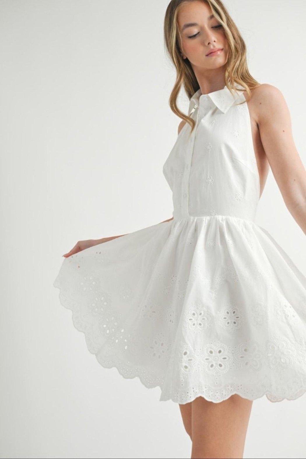 Eyelet Halter Dress Product Image