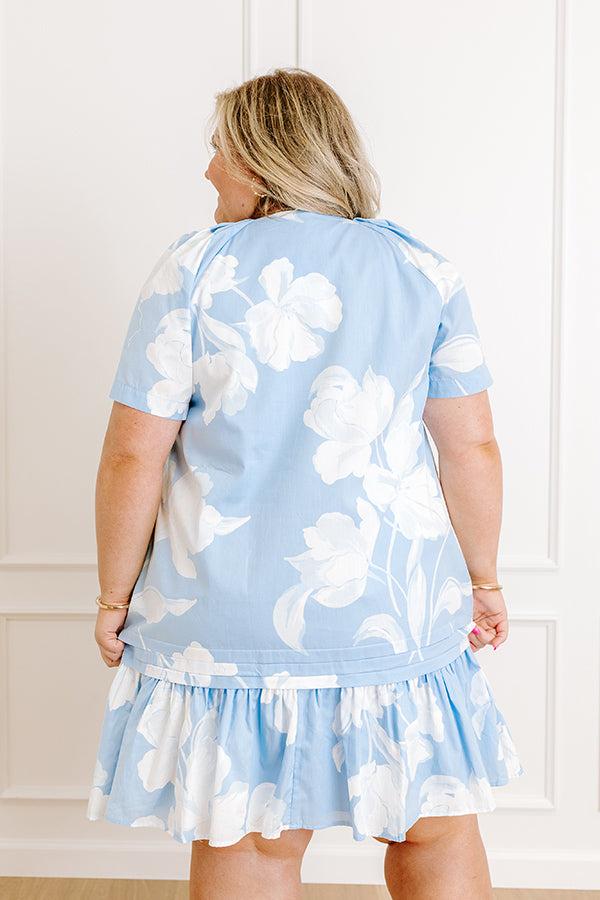 Serene Moment Floral Mini Dress in Sky Blue Curves Product Image