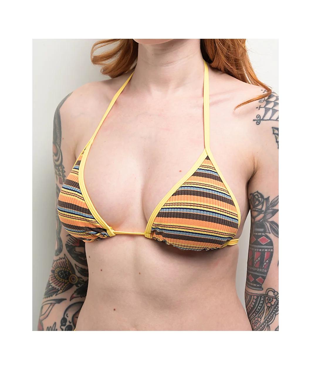 Damsel Liv Orange Stripe Triangle Bikini Top Product Image