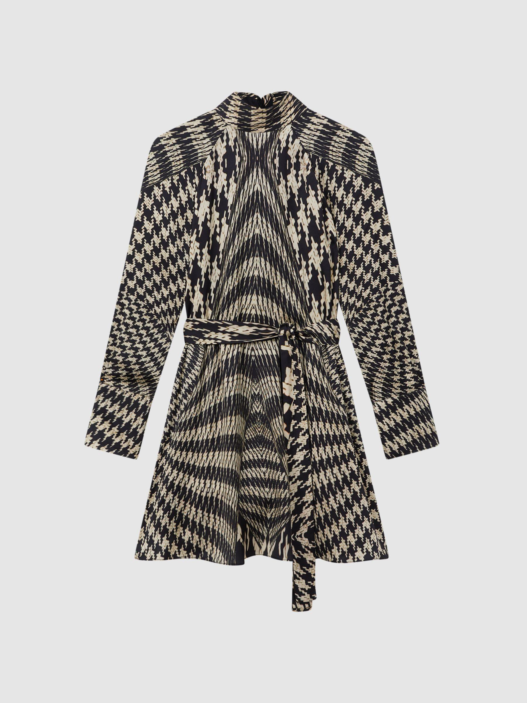 Dogtooth Mini Dress in Black/White Product Image