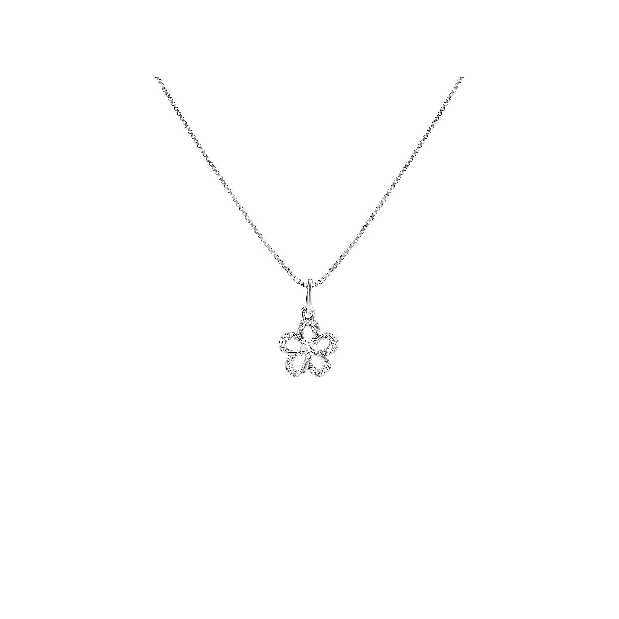 PRIMROSE Sterling Silver Pave Cubic Zirconia Flower Pendant Necklace, Women's, Size: 18", Sterling Silver White Product Image