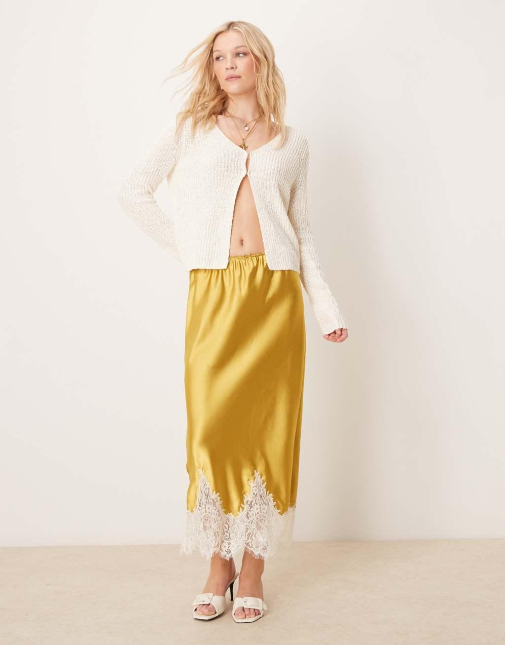 ASOS DESIGN knitted hook and eye split front cardigan in textured yarn in cream Product Image