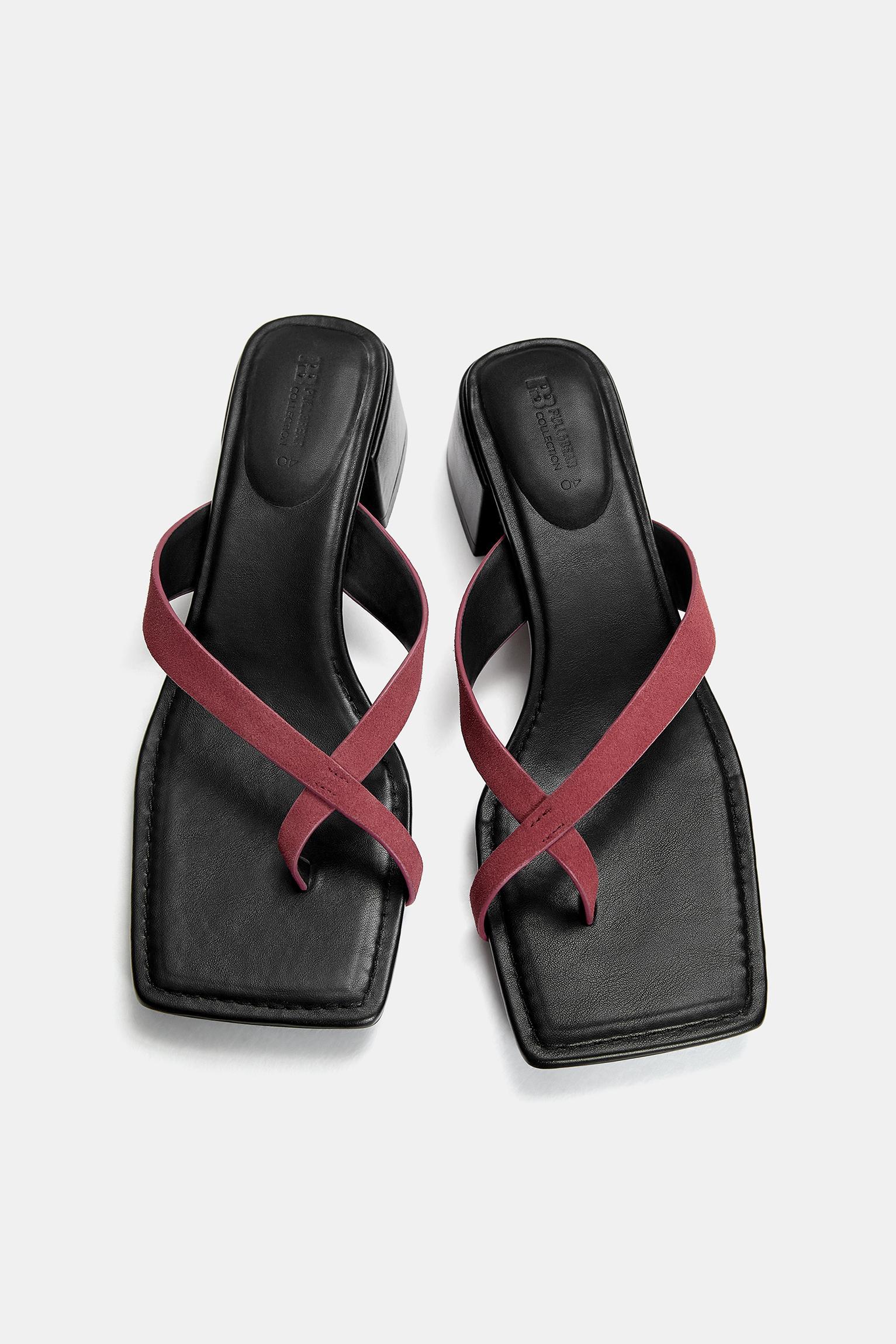 Leather block heel sandals Product Image
