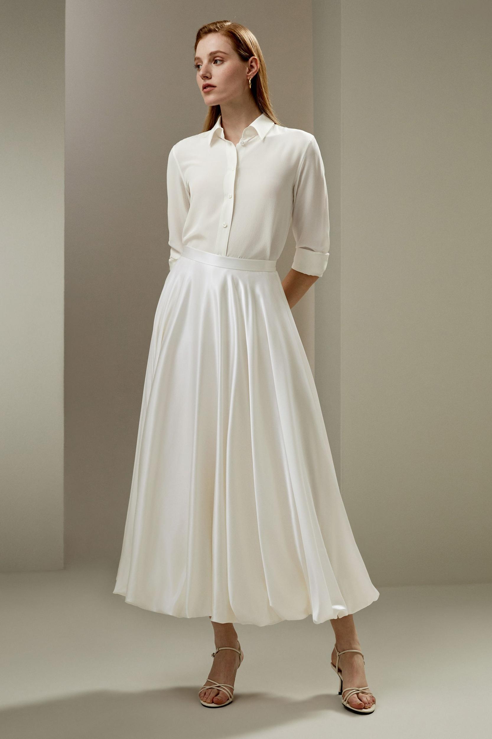 LILYSILK Womens Long Silk Skirt - Black Durable Silk - Flowing Snow Drop Skirt 14 Product Image