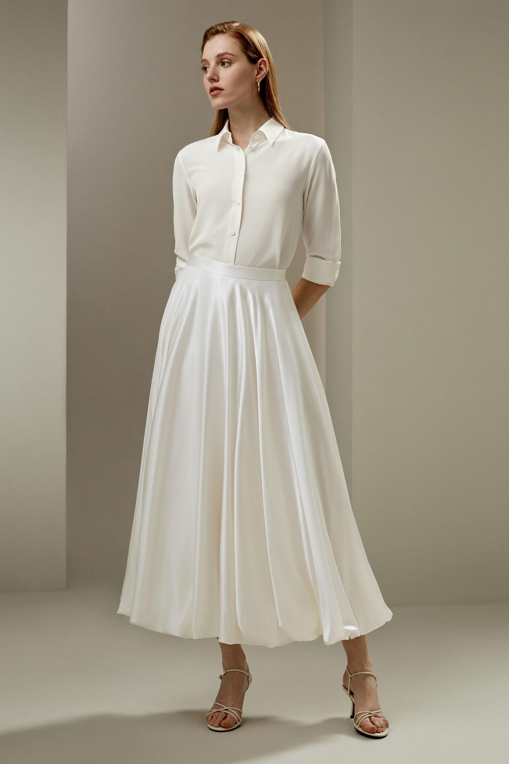 LILYSILK Womens Long Silk Skirt - Black Durable Silk - Flowing Snow Drop Skirt 14 Product Image