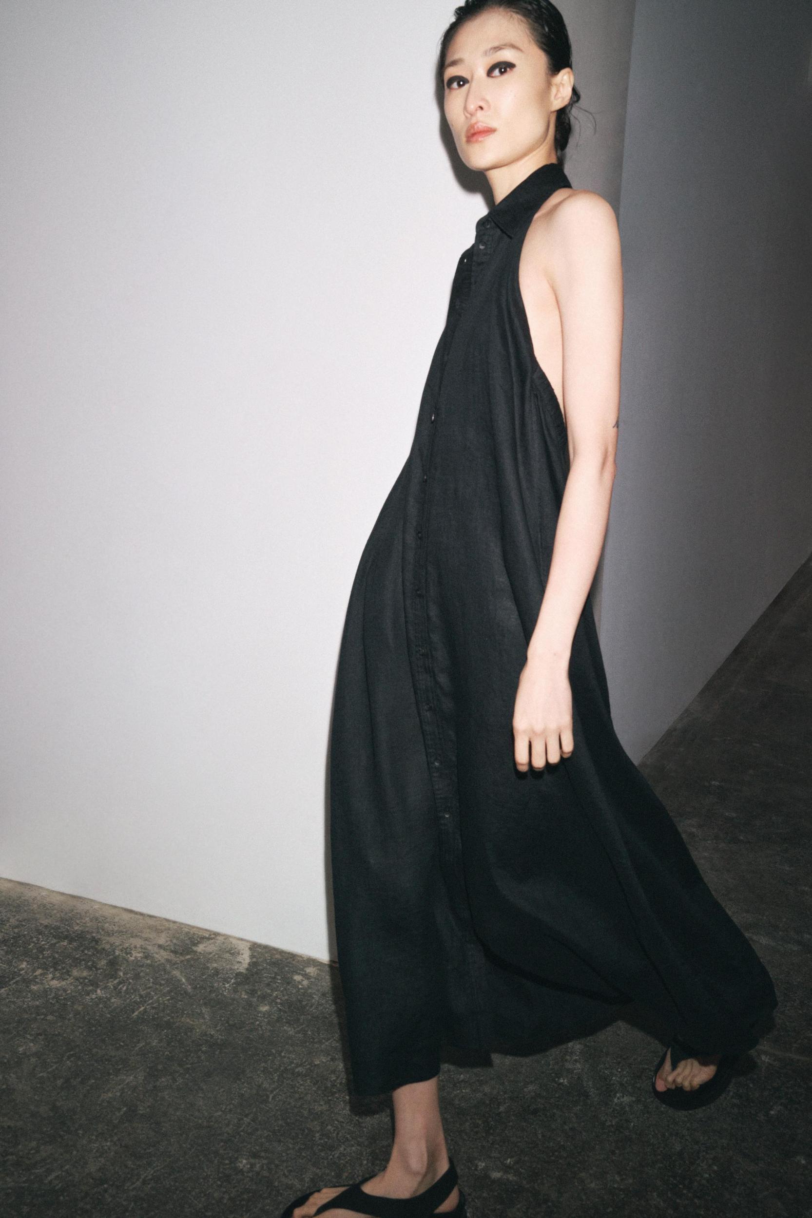 100% LINEN HALTER DRESS ZW COLLECTION Product Image