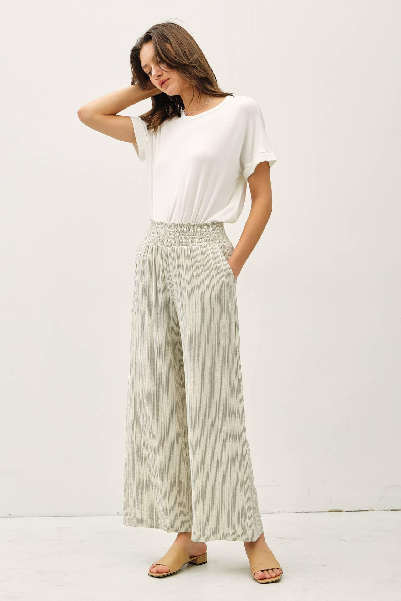 WARMER WEATHER PINSTRIPE GAUZE PANTS Product Image