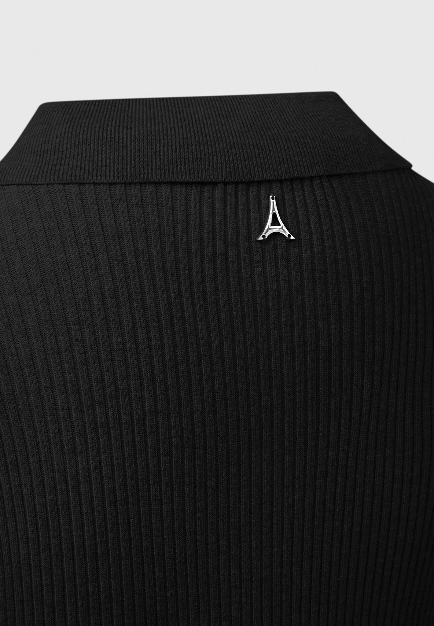 Ribbed Knit Long Sleeve Playsuit - Black Female Product Image