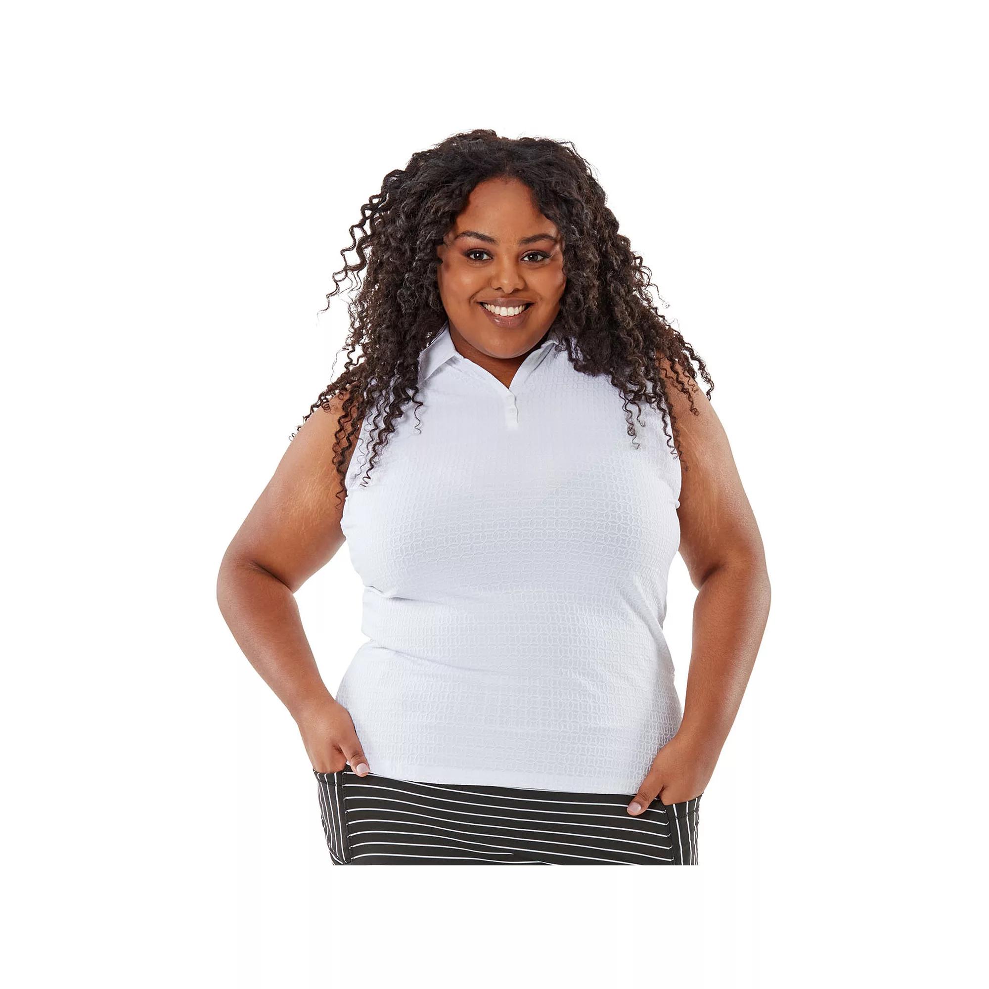 Plus Size Nancy Lopez Journey Sleeveless Polo, Women's, Size: 1XL, White Product Image