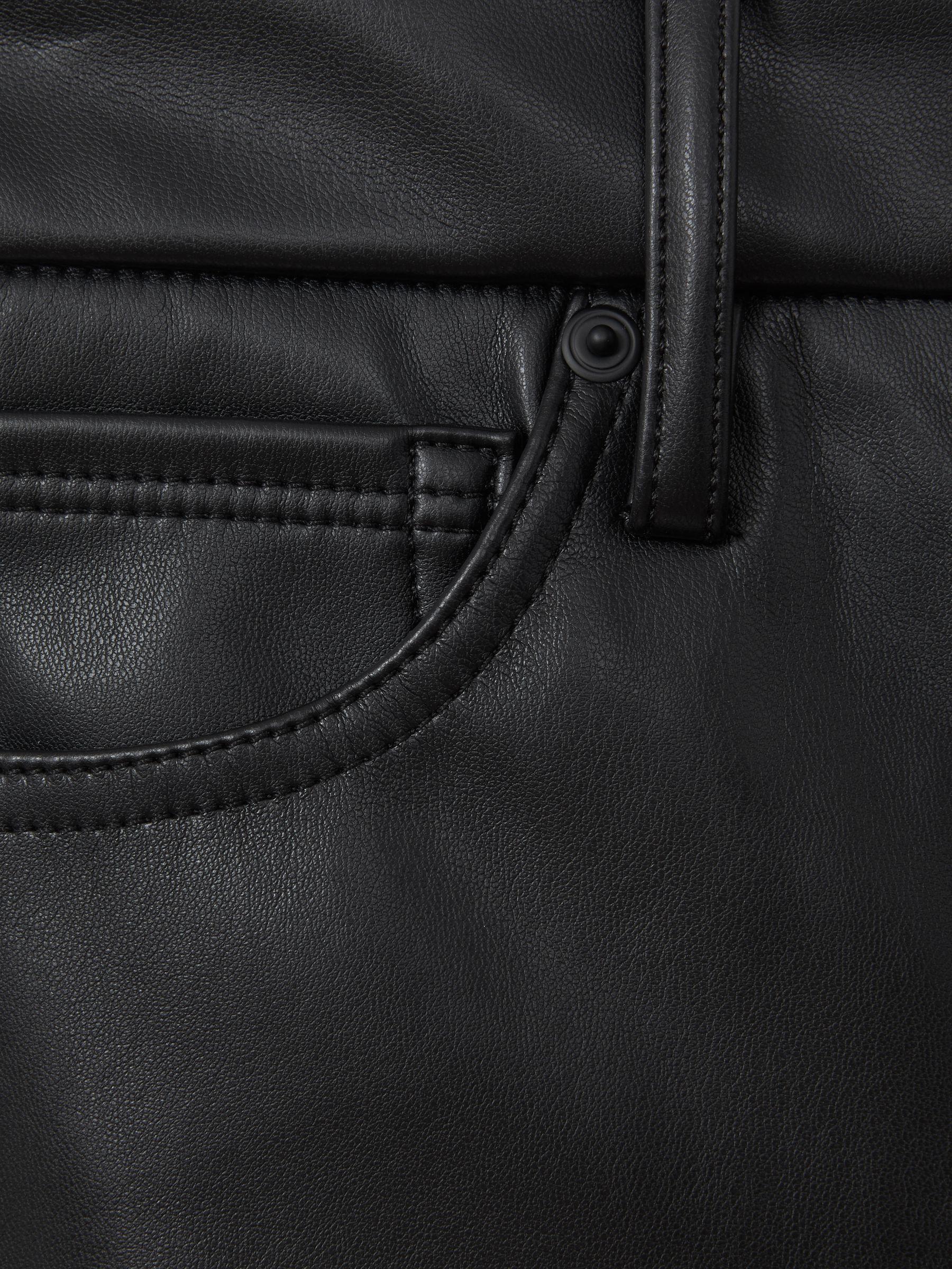 Faux Leather Slim Bootcut Trousers in Black Product Image