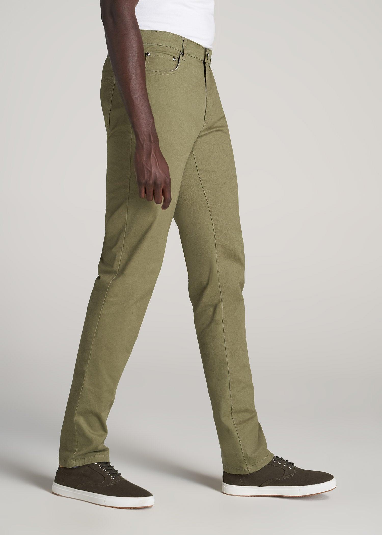Dylan Slim Fit Five-Pocket Pants For Tall Men in Fatigue Green Male Product Image