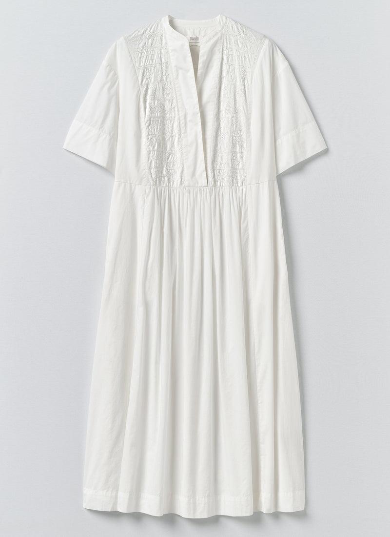 Embroidered Cotton Voile Dress | Chalk White Product Image