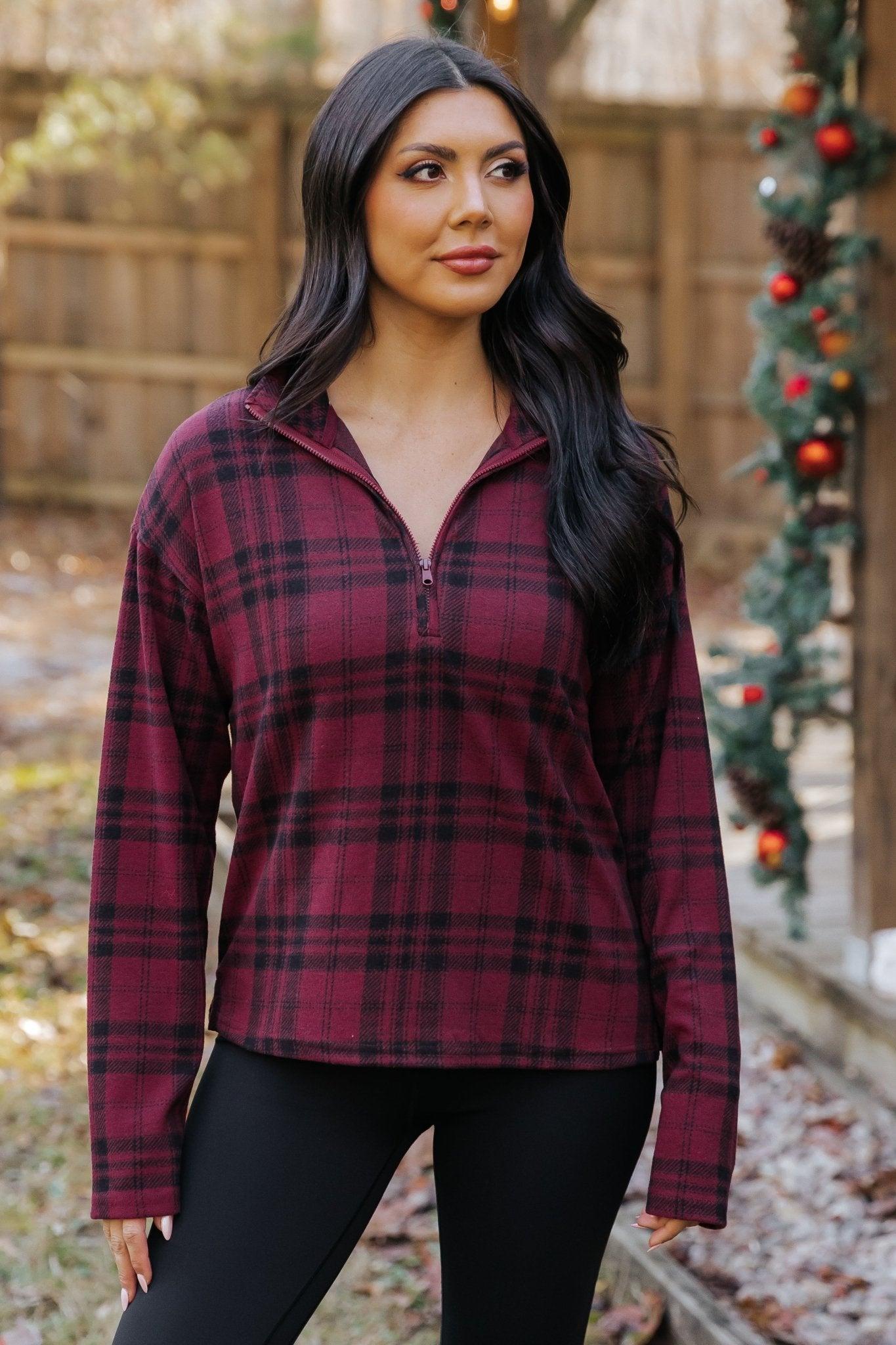 Thread and Supply Amani Plaid Zip Pullover - FINAL SALE Product Image