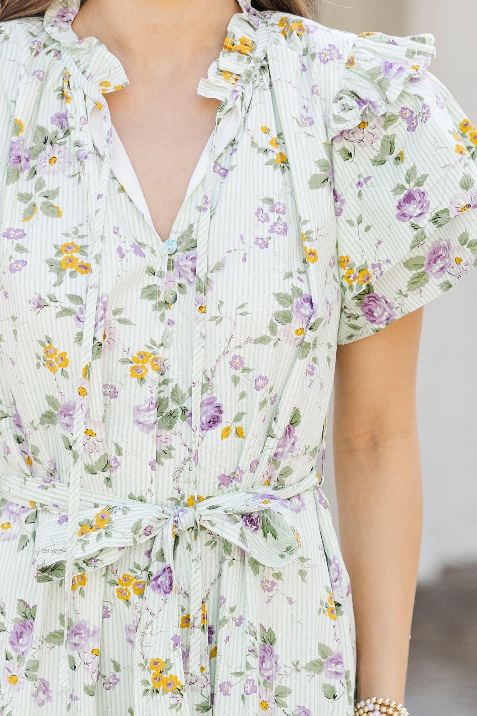 Hold Tight Green Floral Midi Dress Female Product Image