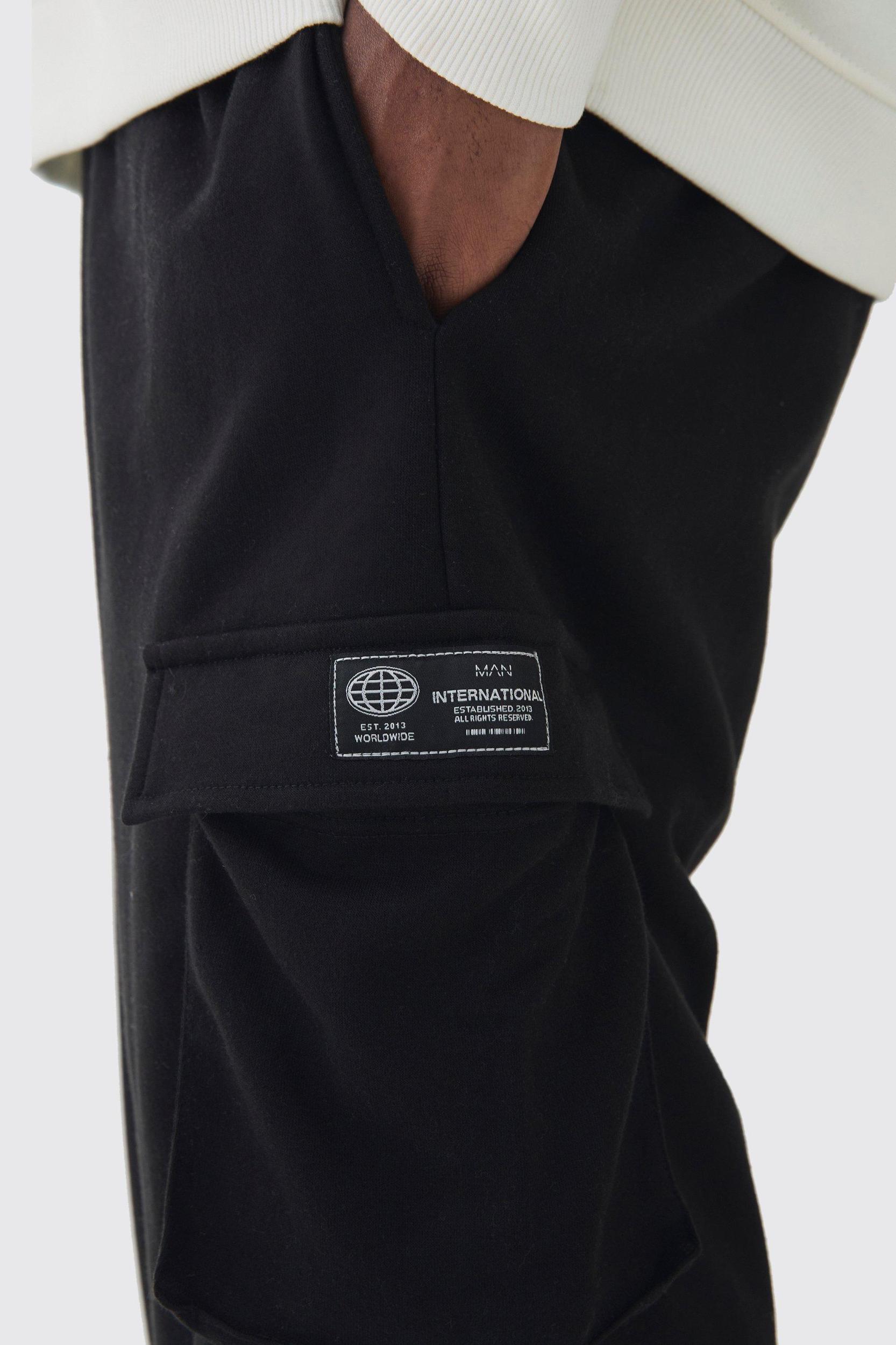 Plus Woven Tab Oversized Fit Cargo Sweatpants | boohooMAN USA Product Image