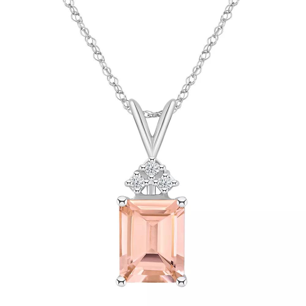 Celebration Gems 14k Gold Gemstone & 1/10 Carat T.W. Diamond Pendant Necklace, Women's, Size: 18", Morganite Product Image