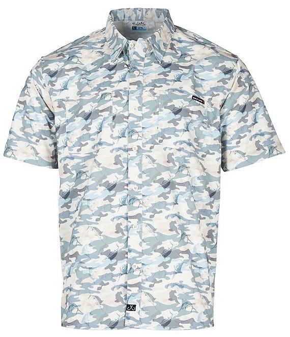 Salt Life Aqua Ambush Camouflage Printed Short Sleeve Performance Woven Shirt Product Image