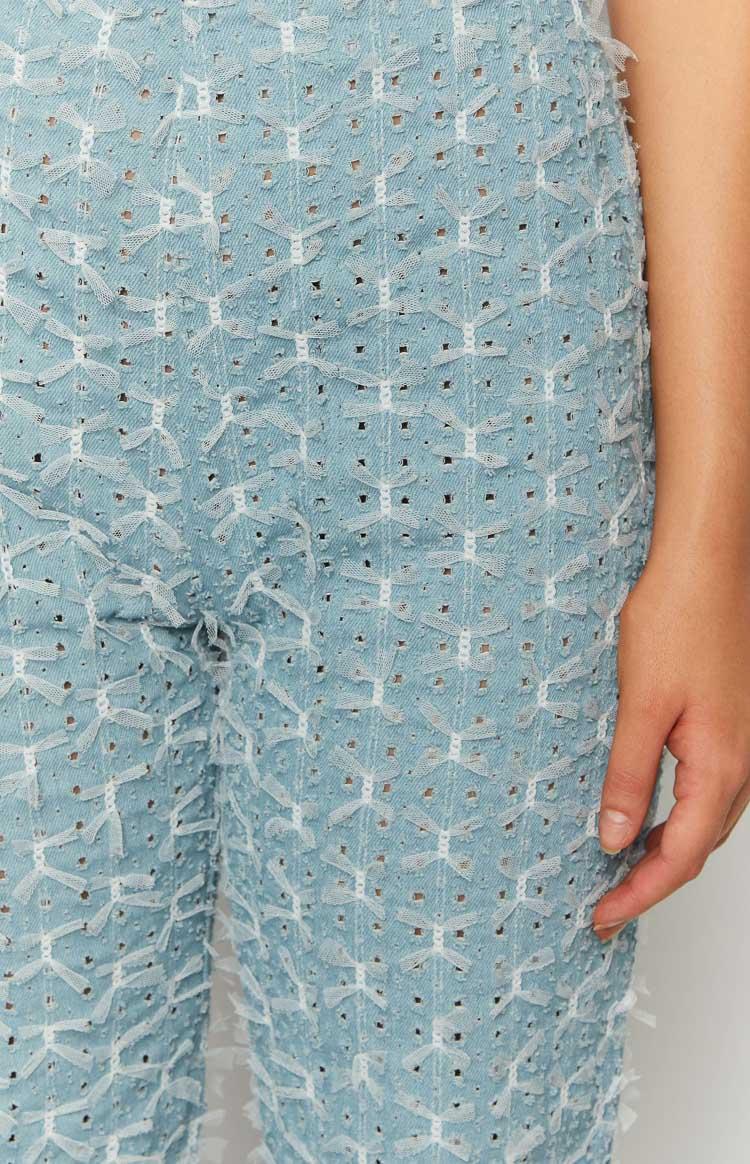 Elowen Blue Chambray Bow Flared Jeans Baby Product Image