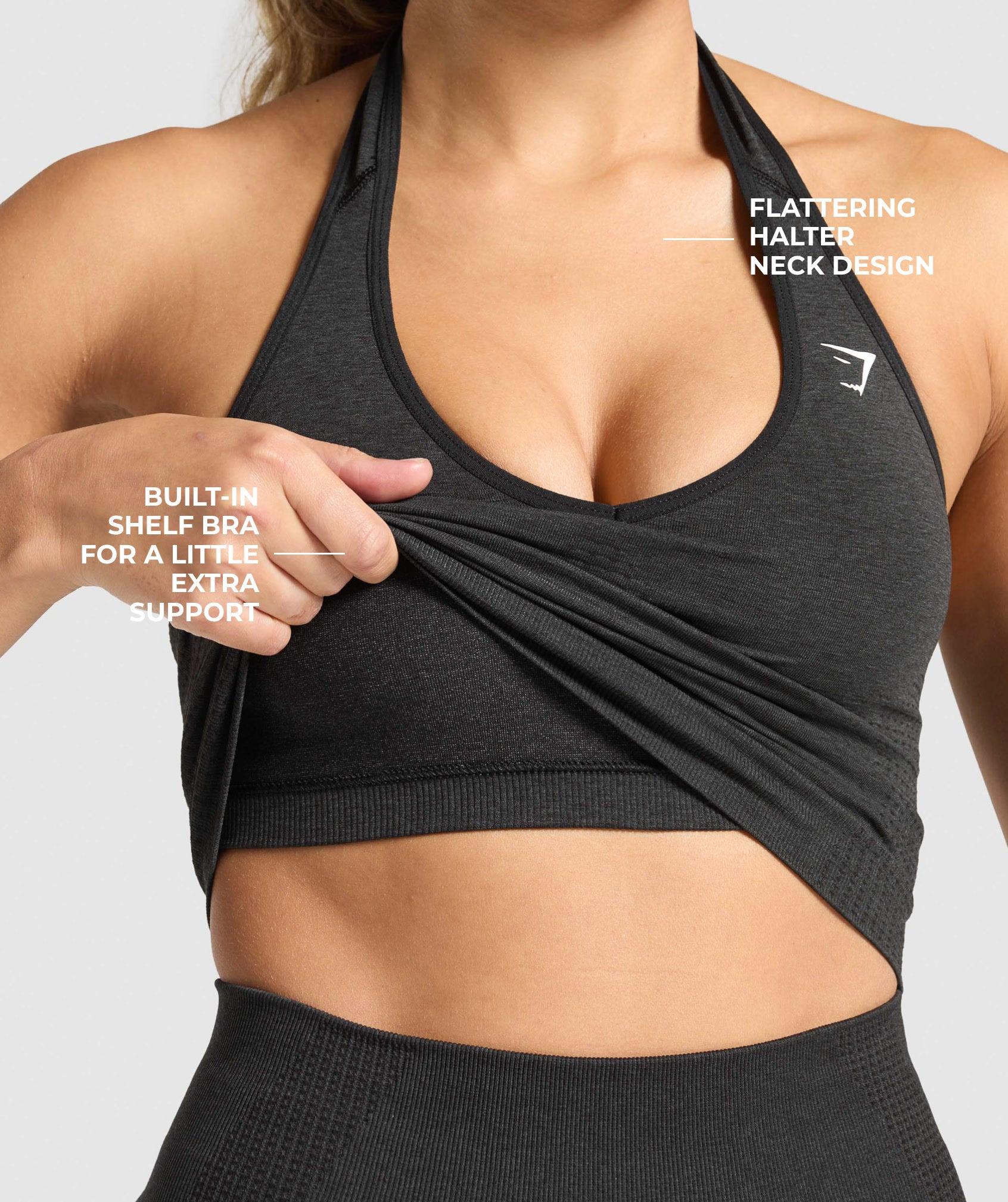 Gymshark Vital Halter Neck Tank With Shelf - Black Marl Female Product Image