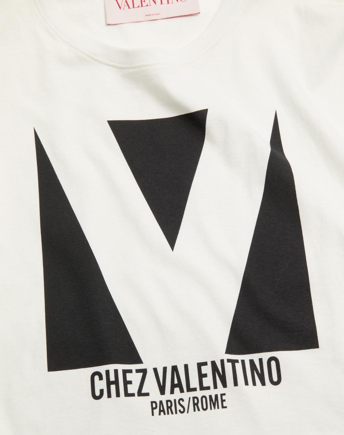 Cotton T-Shirt With Chez Valentino Print Product Image