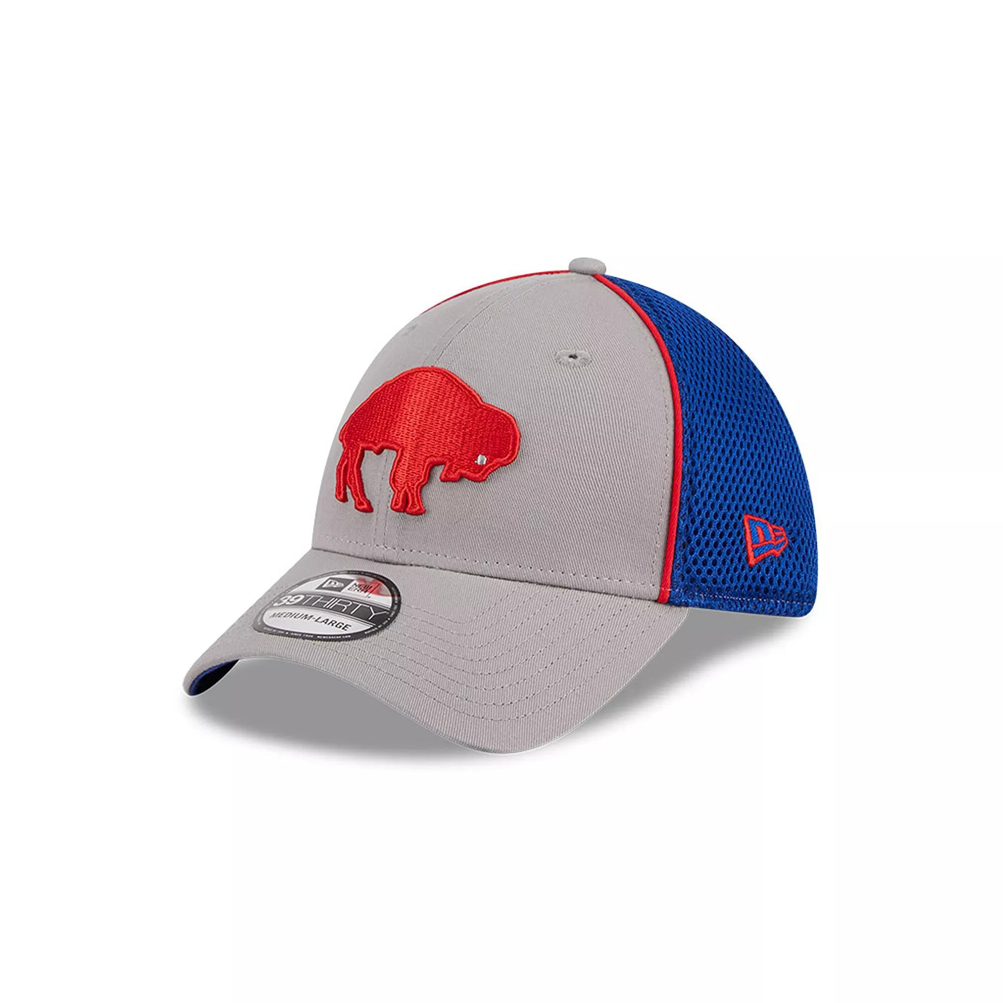 Men's New Era Gray Buffalo Bills Throwback Pipe 39THIRTY Flex Hat, Size: Small/Medium, Grey Product Image