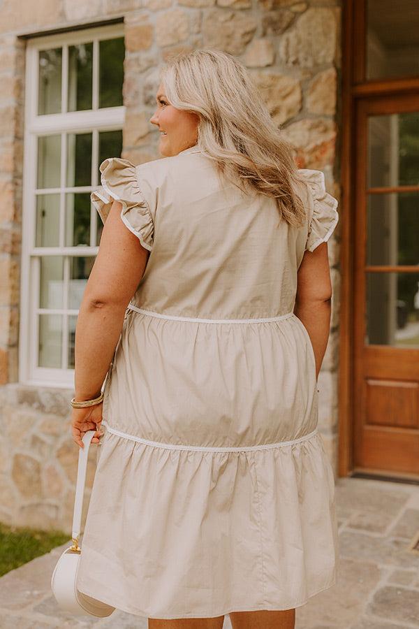 Cue The Charm Mini Dress in Taupe Curves Product Image