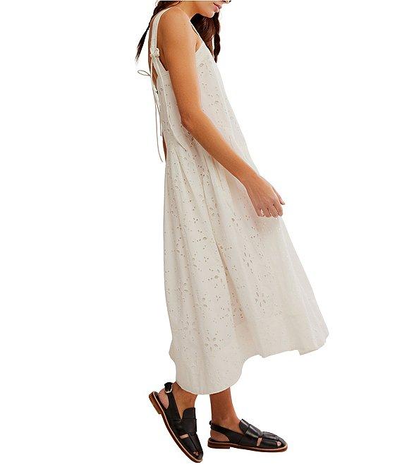 Free People Primavera Eyelet Square Neck Sleeveless Midi Dress Product Image