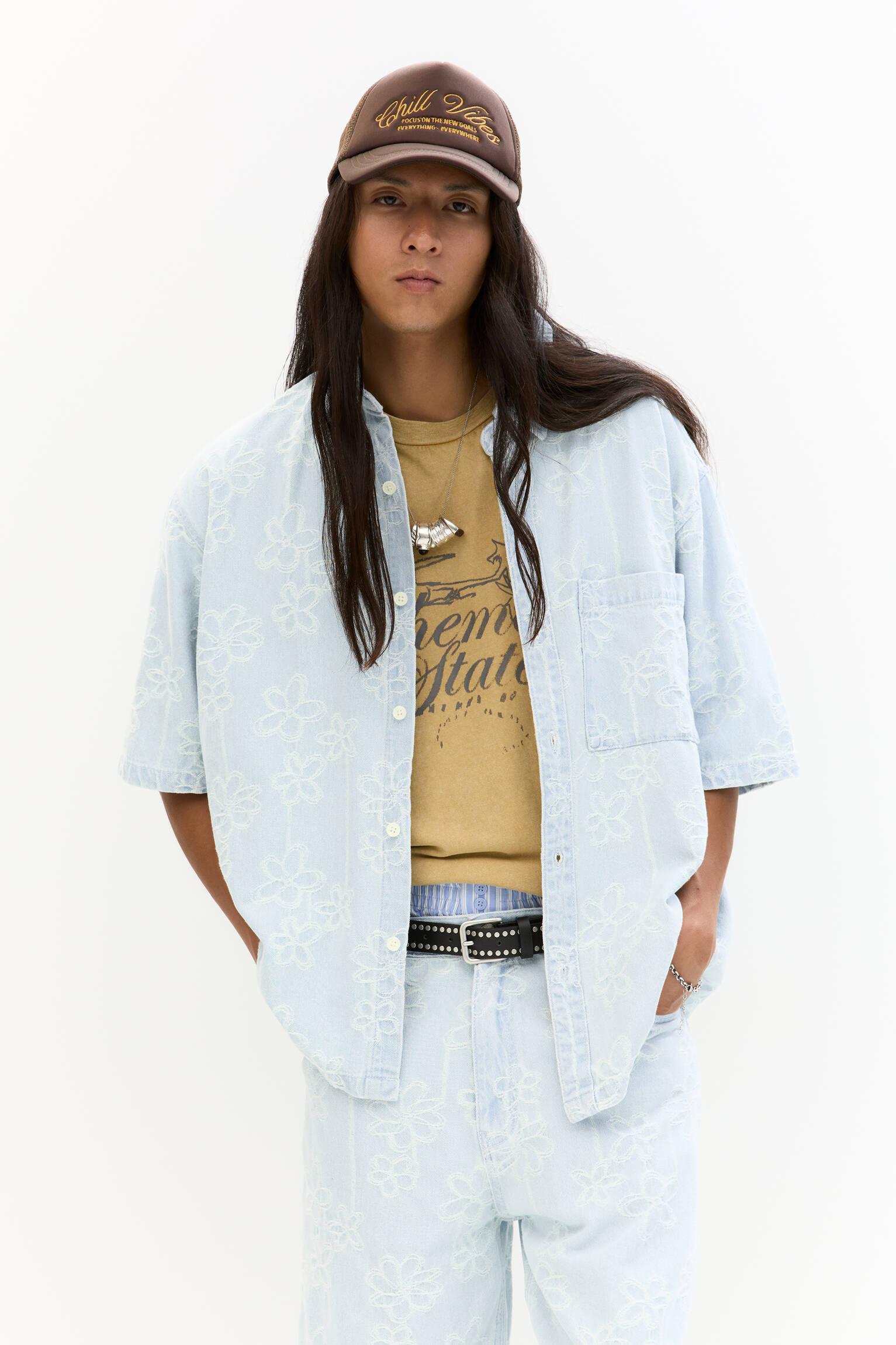 Floral denim shirt Product Image