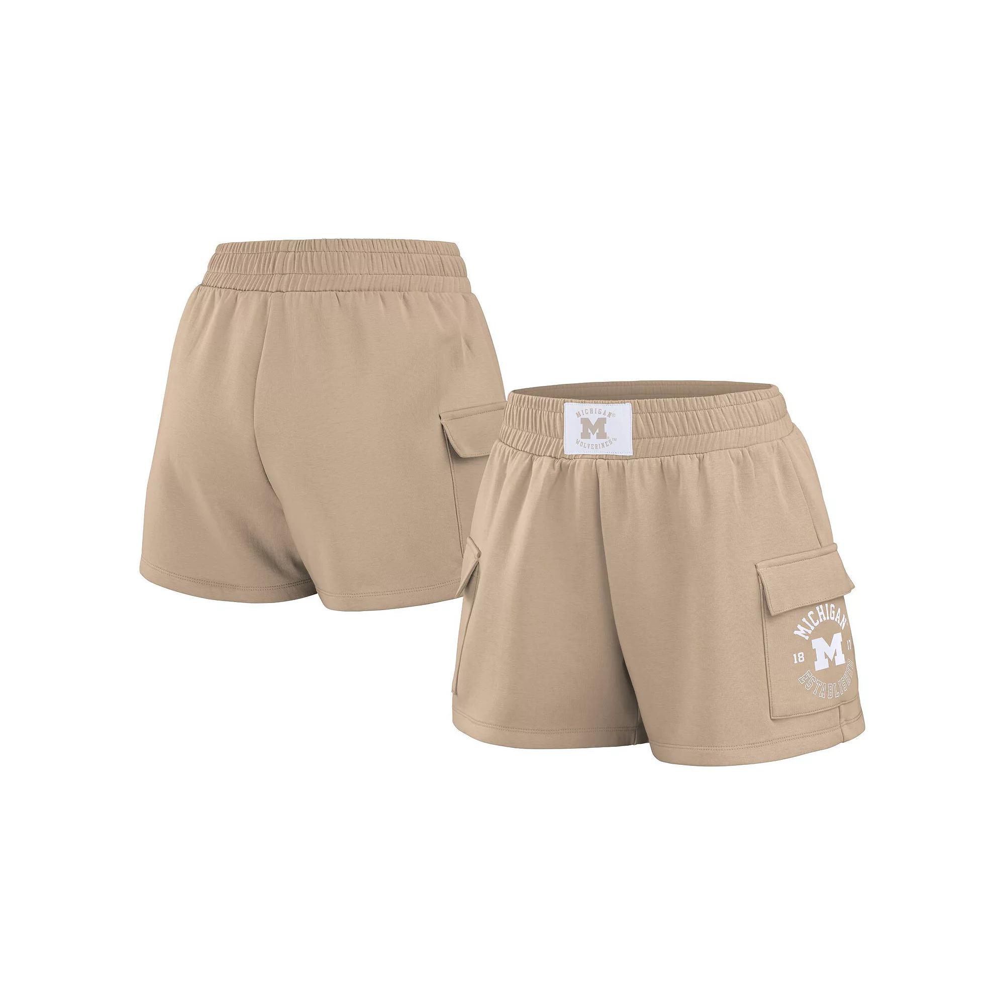 Women's WEAR by Erin Andrews Tan Alabama Crimson Tide Neutral Shorts, Size: Medium, Team Product Image