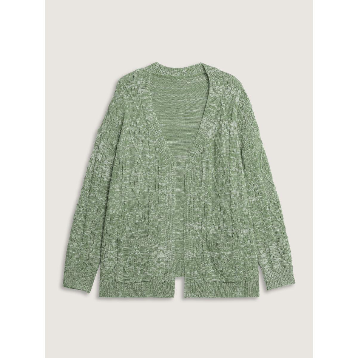 Plus Size Cable Knit Textured Pockets Knit Cardigan Greenbean Women Leisure Loose Long Sleeve Casual Cardigans BloomChic 28/5X Product Image