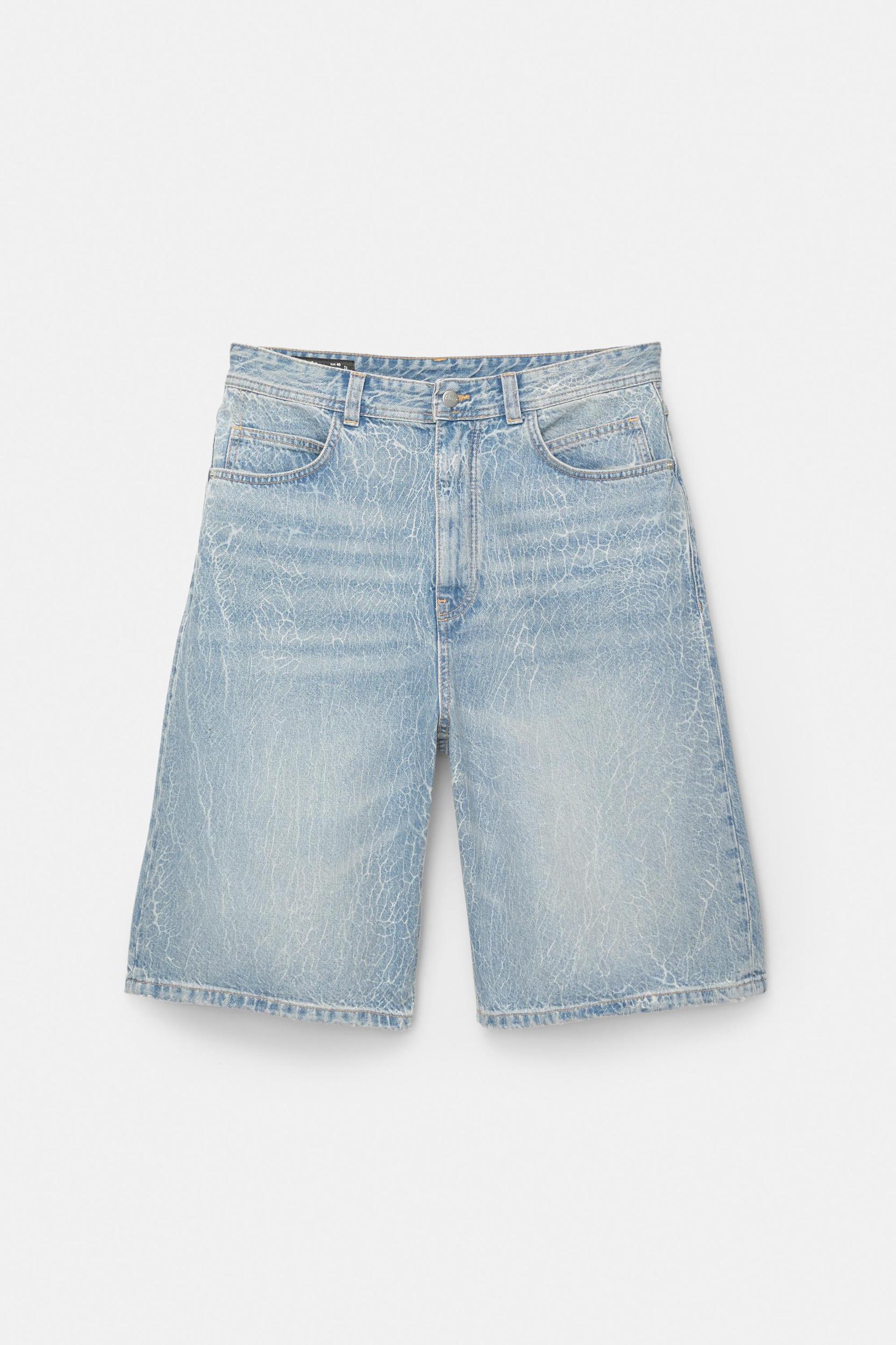 Faded denim skater Bermuda shorts Product Image