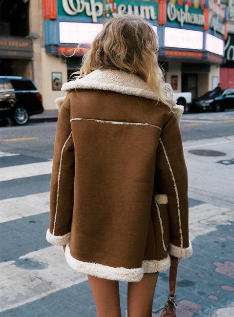Marysville Faux Fur Oversized Jacket Tan Product Image
