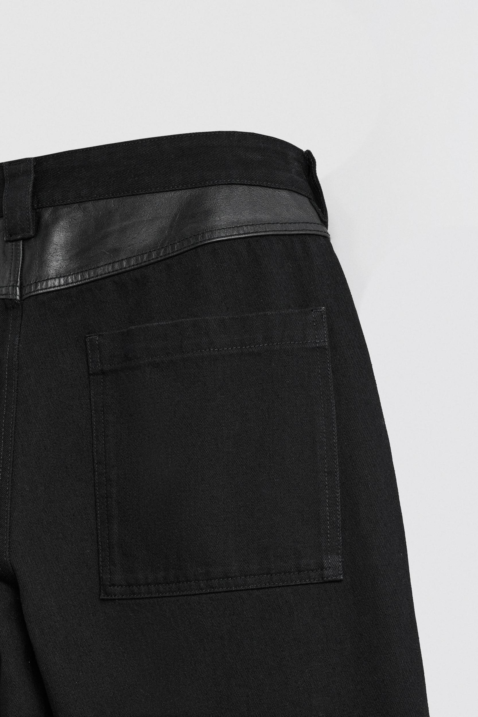 LEATHER PANEL CARGO JEANS Product Image