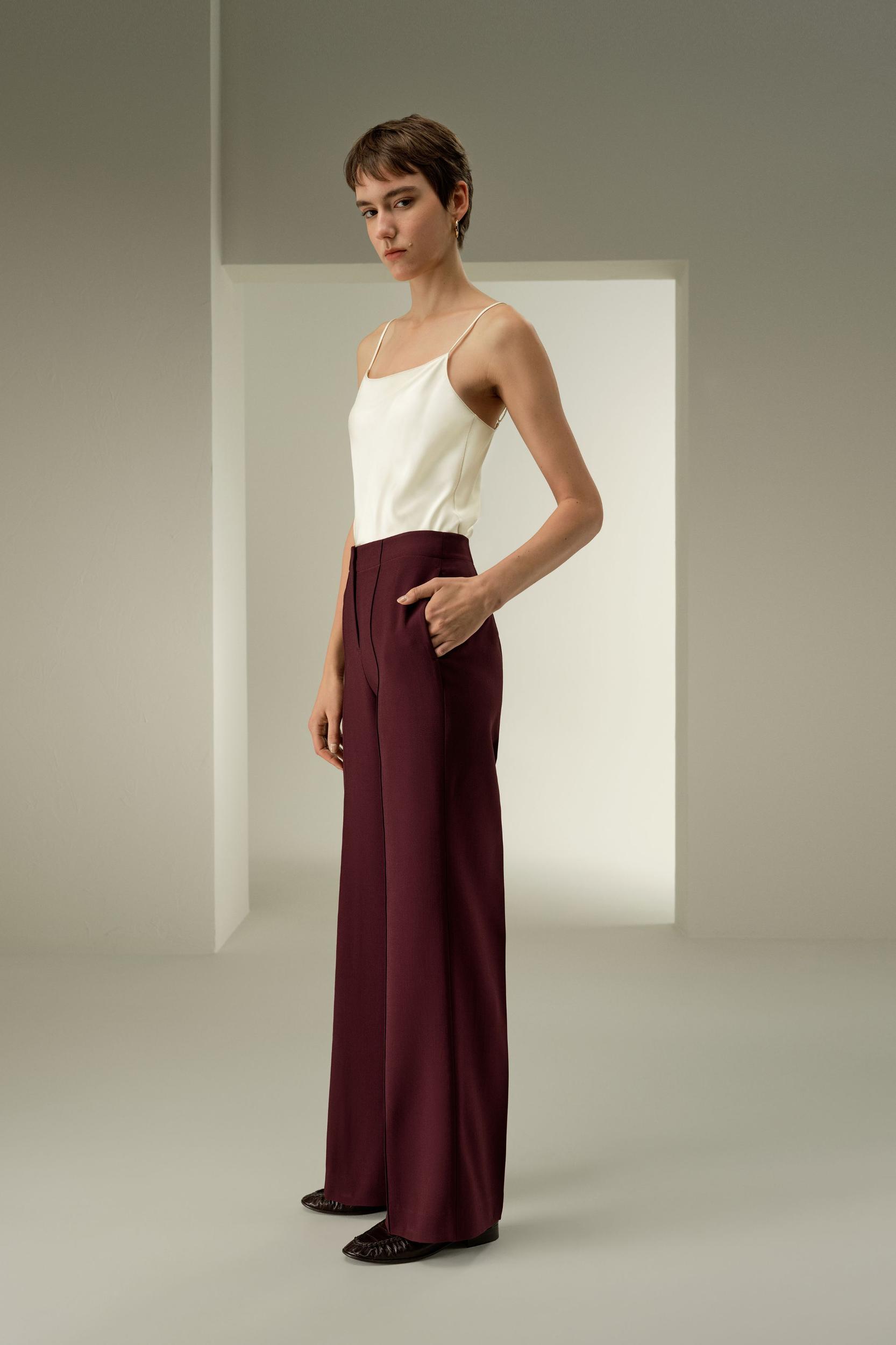 Silk-Wool Twill Flare Pants Product Image