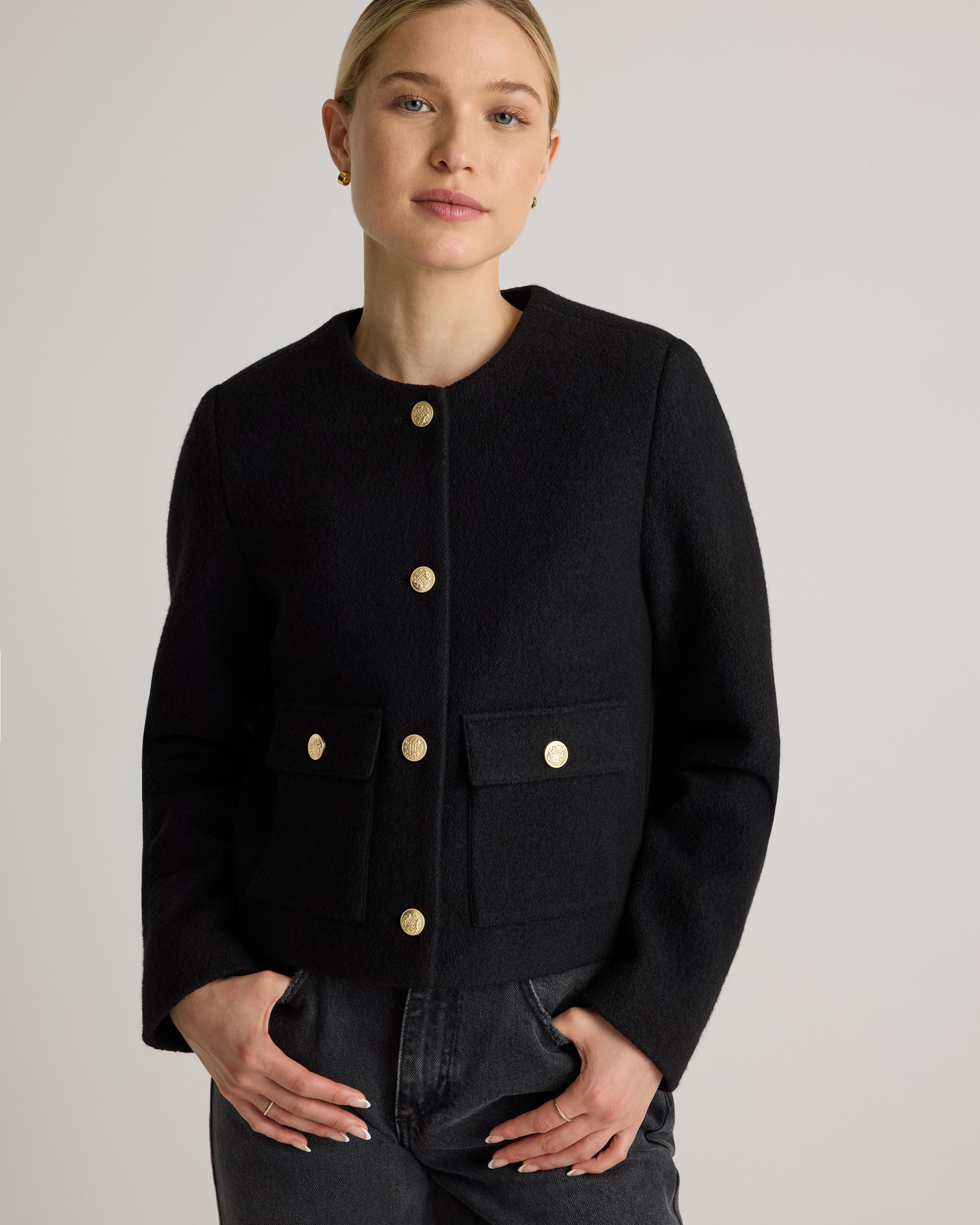 Quince | Women's 100% Merino Wool Collarless Cropped Jacket Product Image