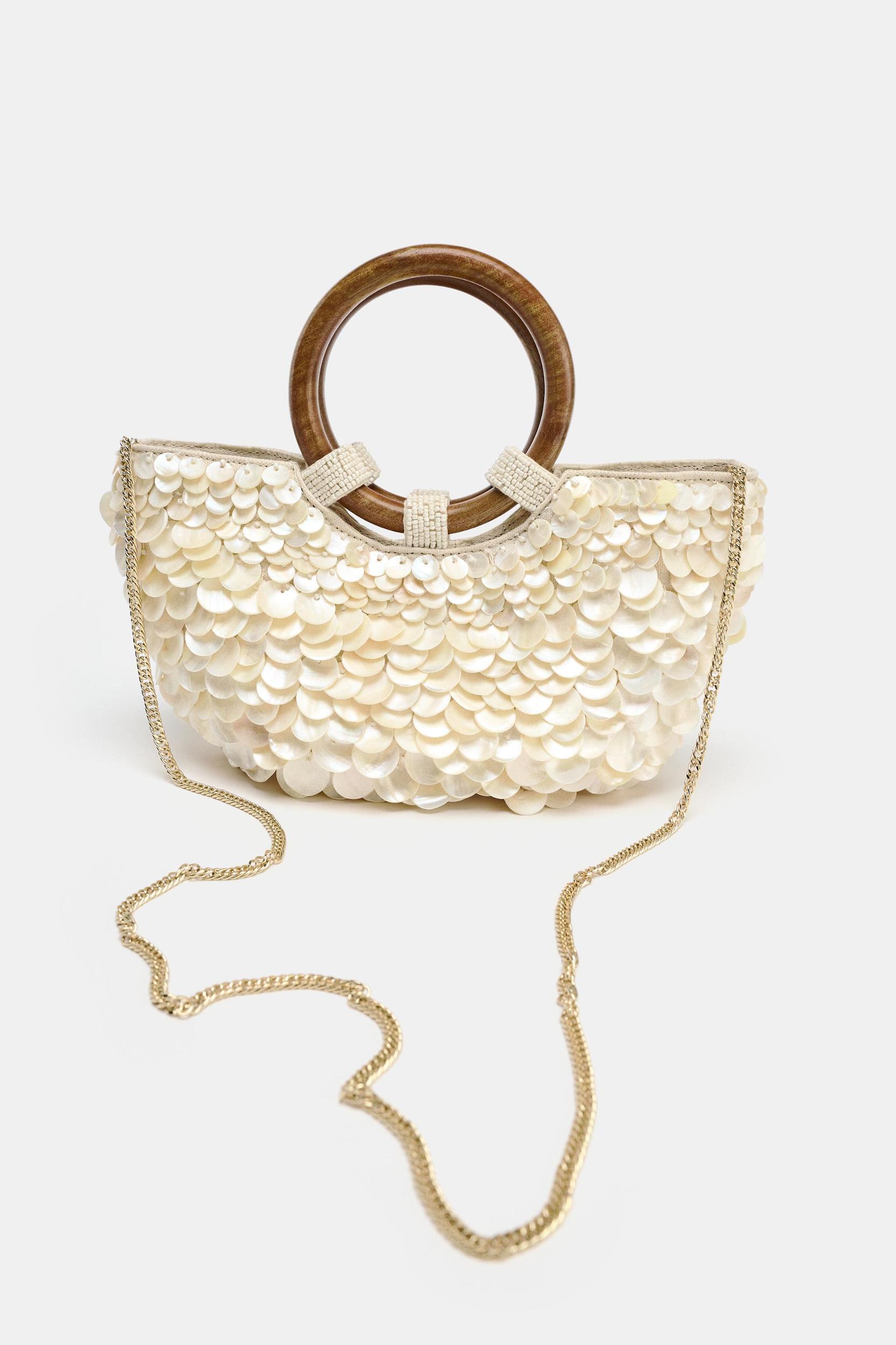 FAUX MOTHER-OF-PEARL APPLIQUÉ BAG Product Image