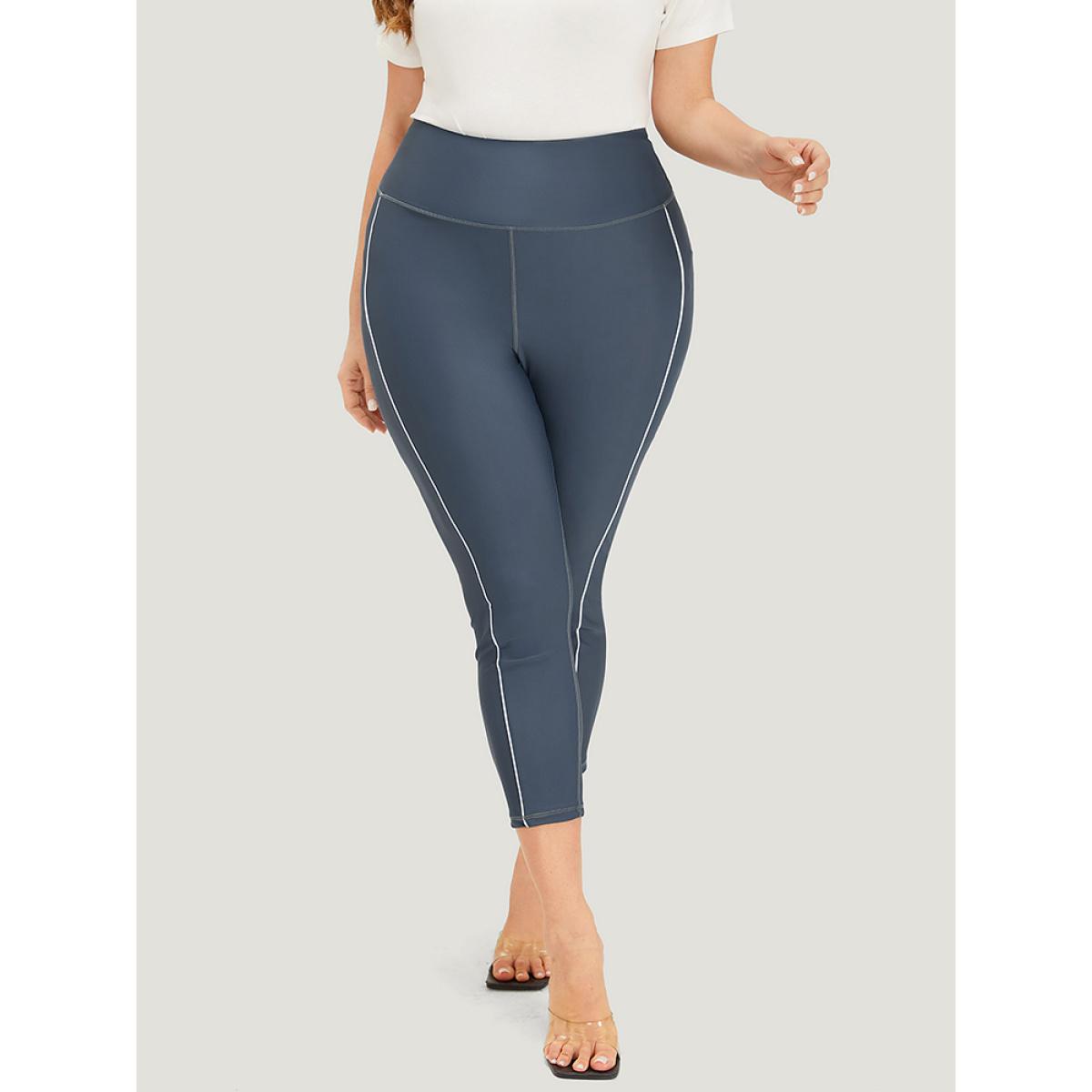 Plus Size Plain Skinny Quilted Ankle Leggings Women SlateGray Elegant High stretch Skinny High Rise Dailywear Leggings BloomChic 22-24/3X Product Image