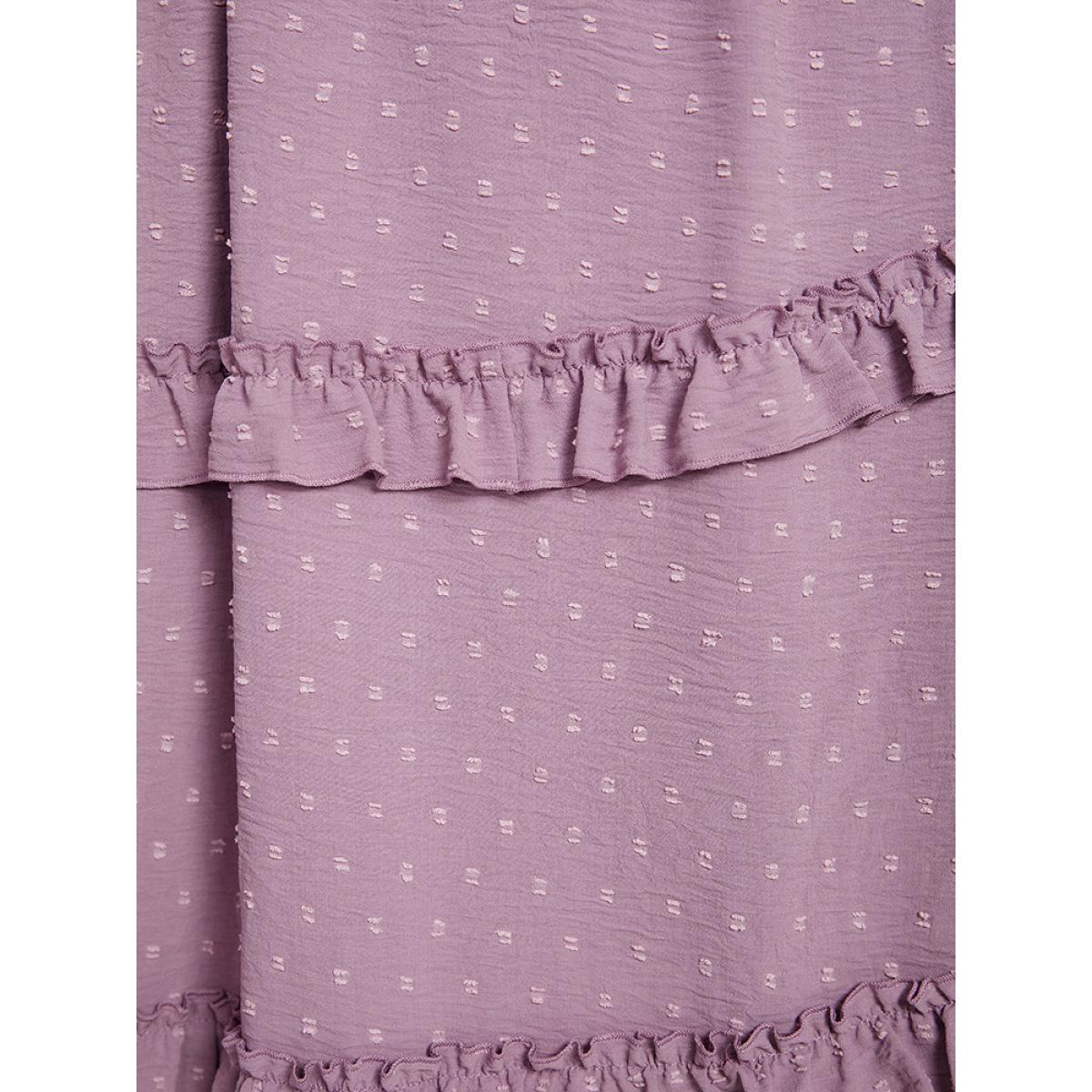 Plus Size Plain Drawstring Ruched Pocket Ruffle Trim Cami Dress Mauve Women Elegant Adjustable Straps Spaghetti Strap Sleeveless Curvy Midi Dress BloomChic 14-16/1X Product Image