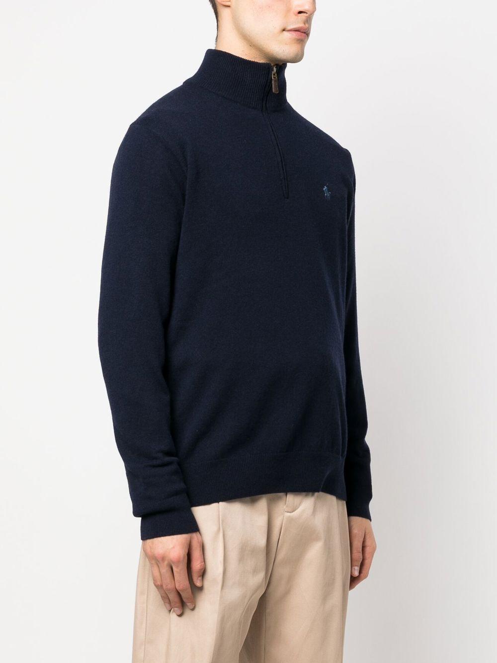 logo-embroidered half-zip sweater  Product Image