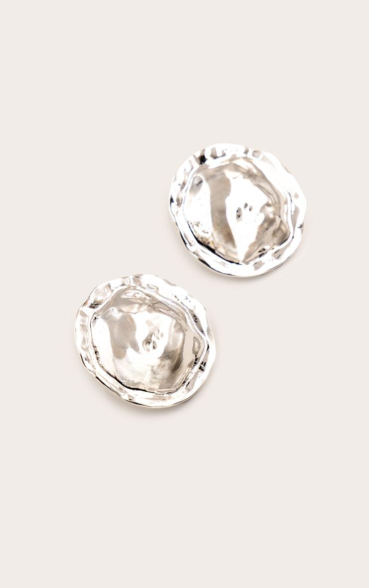 Silver Hammered Circular Earrings Product Image