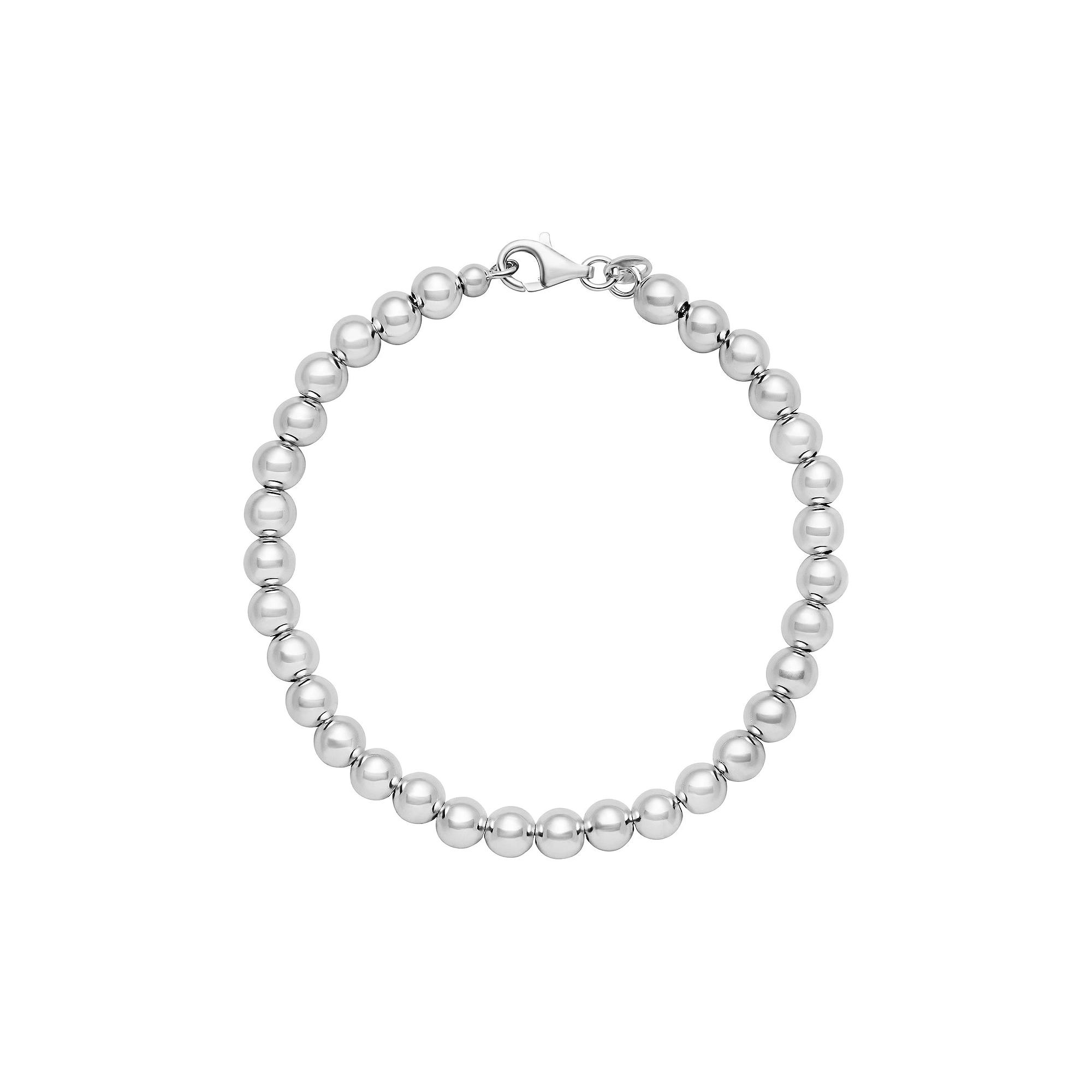 PRIMROSE Sterling Silver Polished 6 mm Beads Bracelet, Women's, Size: 8" Product Image