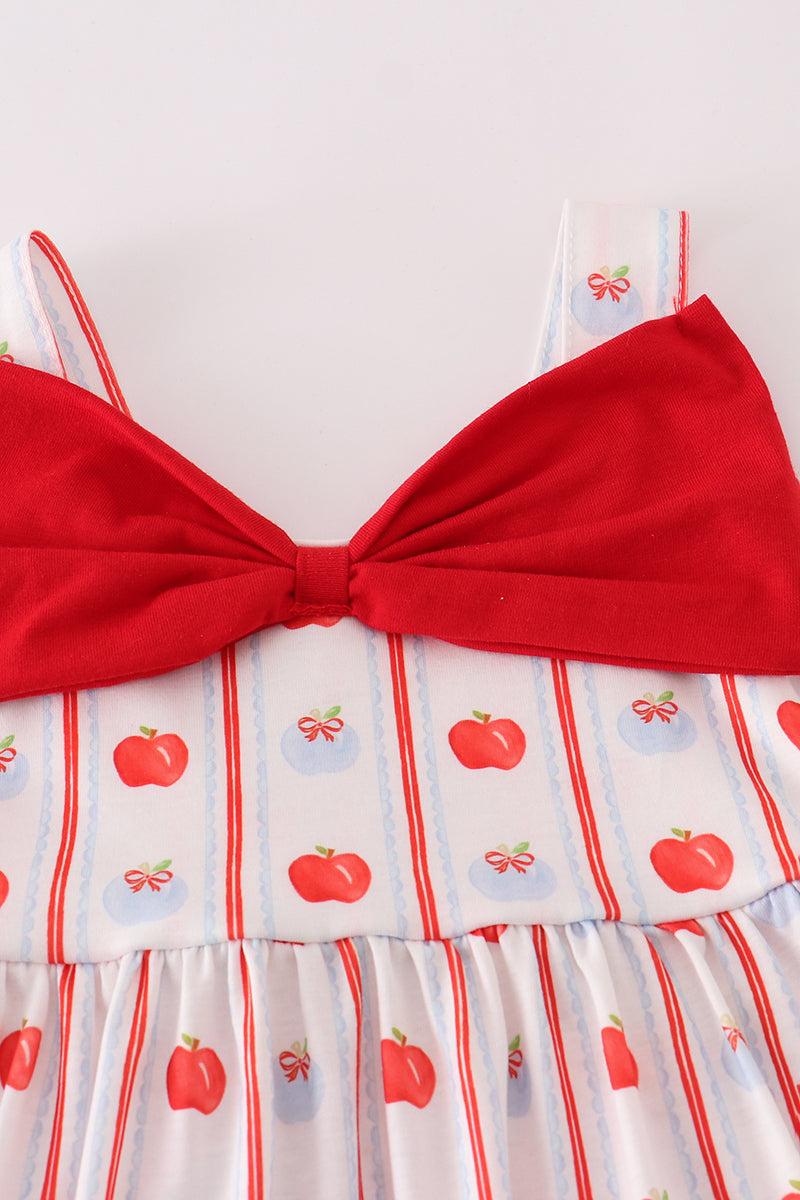 Red apple bow dress Product Image