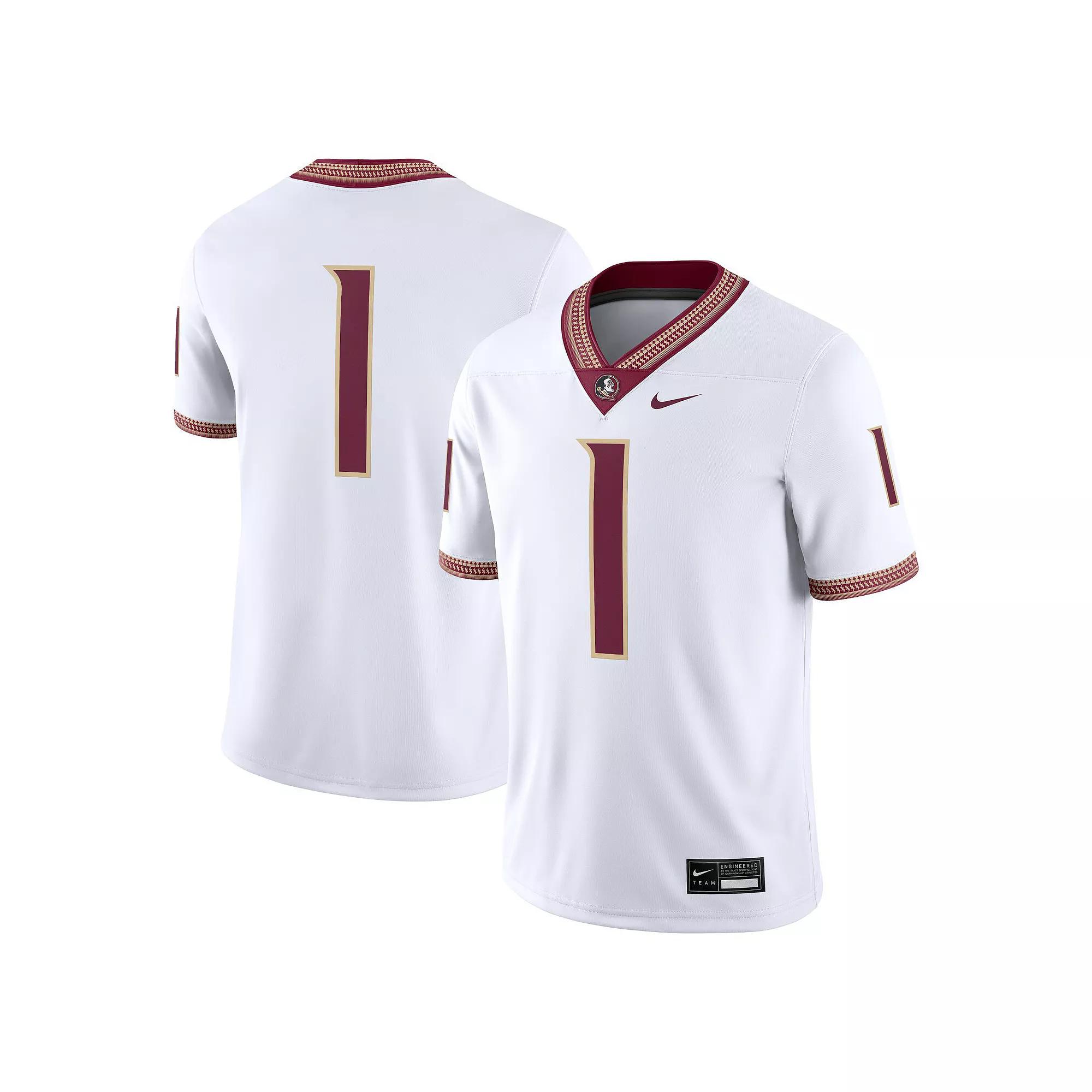 Men's Nike #1 White Florida State Seminoles Game Jersey,  Product Image