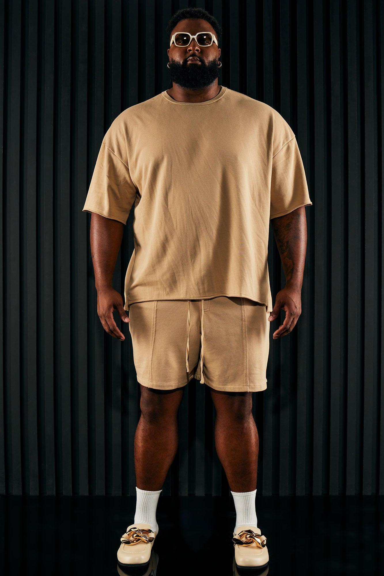 I Like How It Looks Oversized Terry Short Sleeve Tee - Tan Product Image