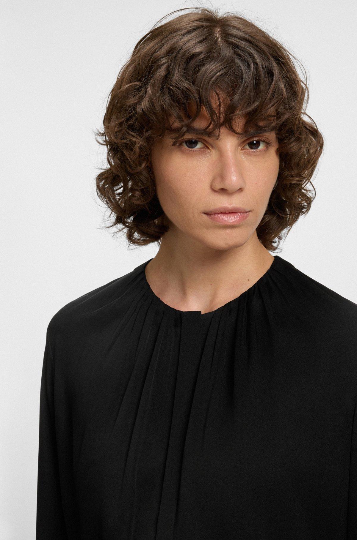 Ruched-neck blouse in stretch-silk crepe de Chine Product Image